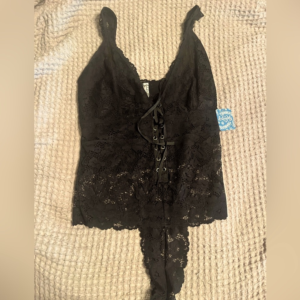 Free People Black Lace body suit New